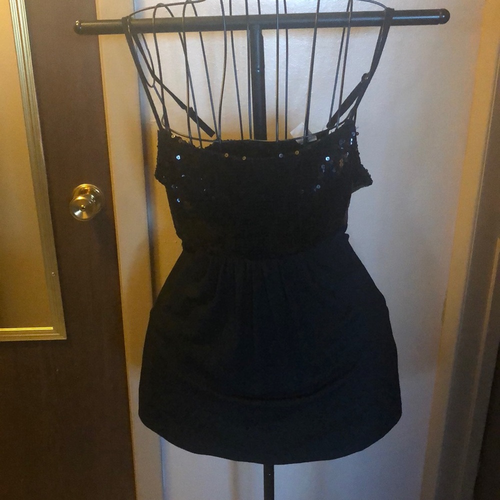 Black sequin evening babydoll top